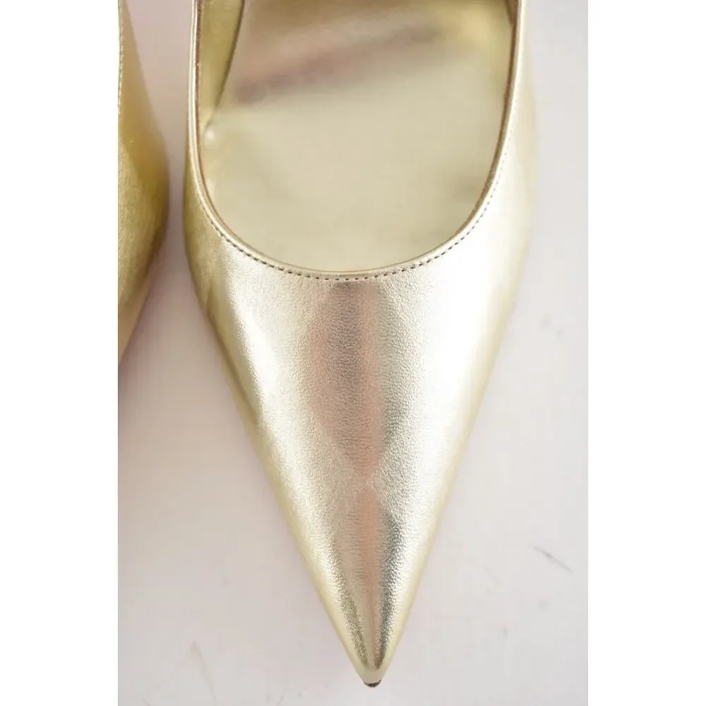 Christian Louboutin Miss Z 100 Platino Chiaro Gold Nappa Losange Heel Pump 38.5